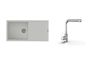 K-StrongSinks S3 Set drez Labe 1000x500mm granit biela + Batéria Stréva chróm