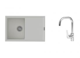 K-StrongSinks S3 Set drez Labe 780x500mm granit biela + Batéria Garonne chróm