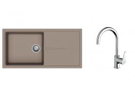 K-StrongSinks S3 Set drez Labe 1000x500mm granit béžová + Batéria Rhona chróm