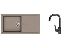 K-StrongSinks S3 Set drez Labe 1000x500mm granit béžová + Batéria Garonne čierna
