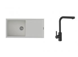 K-StrongSinks S3 Set drez Labe 1000x500mm granit biela + Batéria Ipoly čierna
