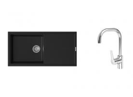 K-StrongSinks S3 Set drez Labe 1000x500mm granit čierna + Batéria Garonne chróm