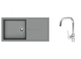 K-StrongSinks S3 Set drez Labe 1000x500mm granit šedá + Batéria Garonne chróm
