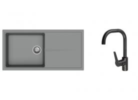 K-StrongSinks S3 Set drez Labe 1000x500mm granit šedá + Batéria Garonne čierna