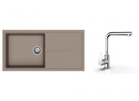 K-StrongSinks S3 Set drez Labe 1000x500mm granit béžová + Batéria Stréva chróm