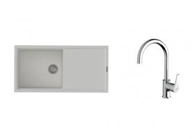 K-StrongSinks S3 Set drez Labe 1000x500mm granit biela + Batéria Rhona chróm