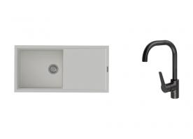 K-StrongSinks S3 Set drez Labe 1000x500mm granit biela + Batéria Garonne čierna