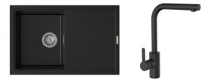 K-StrongSinks S3 Set drez Labe 780x500mm granit čierna + Batéria Ipoly čierna