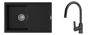 K-StrongSinks S3 Set drez Labe 780x500mm granit čierna + Batéria Loira čierna