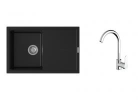 K-StrongSinks S3 Set drez Labe 780x500mm granit čierna + Batéria Seina chróm