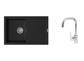 K-StrongSinks S3 Set drez Labe 780x500mm granit čierna + Batéria Garonne chróm