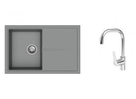 K-StrongSinks S3 Set drez Labe 780x500mm granit šedý + Batéria Garonne chróm