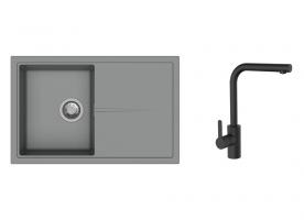 K-StrongSinks S3 Set drez Labe 780x500mm granit šedá + Batéria Ipoly čierna