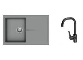 K-StrongSinks S3 Set drez Labe 780x500mm granit šedá + Batéria Garonne čierna