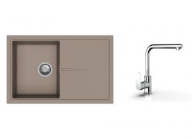 K-StrongSinks S3 Set drez Labe 780x500mm granit béžová + Batéria Stréva chróm