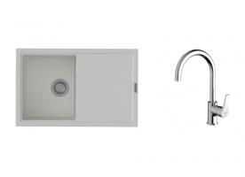 K-StrongSinks S3 Set drez Labe 780x500mm granit biela + Batéria Rhona chróm