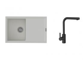 K-StrongSinks S3 Set drez Labe 780x500mm granit biela + Batéria Ipoly čierna