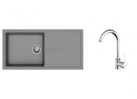 K-StrongSinks S3 Set drez Labe 1000x500mm granit šedá + Batéria Seina chróm
