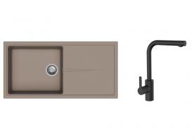 K-StrongSinks S3 Set drez Labe 1000x500mm granit béžová + Batéria Ipoly čierna