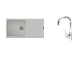 K-StrongSinks S3 Set drez Labe 1000x500mm granit biela + Batéria Garonne chróm