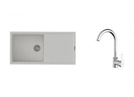 K-StrongSinks S3 Set drez Labe 1000x500mm granit biela + Batéria Seina chróm