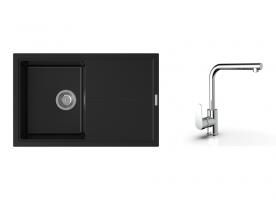 K-StrongSinks S3 Set drez Labe 780x500mm granit čierna + Batéria Stréva chróm