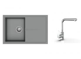 K-StrongSinks S3 Set drez Labe 780x500mm granit šedá + Batéria Stréva chróm