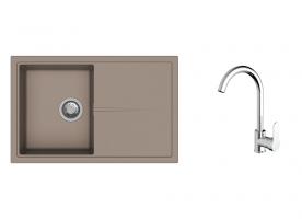 K-StrongSinks S3 Set drez Labe 780x500mm granit béžová + Batéria Seina chróm