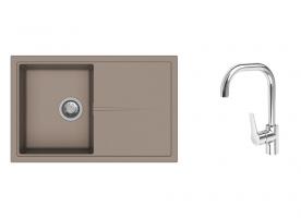 K-StrongSinks S3 Set drez Labe 780x500mm granit béžová+Batéria Garonne chróm