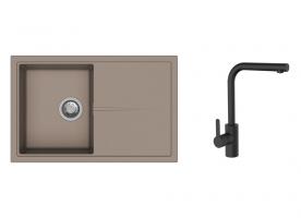 K-StrongSinks S3 Set drez Labe 780x500mm granit béžový + Batéria Ipoly čierna