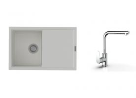 K-StrongSinks S3 Set drez Labe 780x500mm granit biela + Batéria Stréva chróm