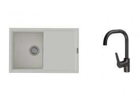 K-StrongSinks S3 Set drez Labe 780x500mm granit biela + Batéria Garonne čierna