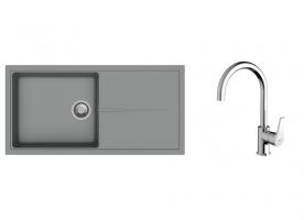 K-StrongSinks S3 Set drez Labe 1000x500mm granit šedá + Batéria Rhona chróm