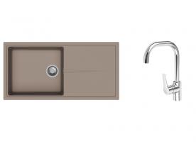 K-StrongSinks S3 Set drez Labe 1000x500mm granit béžová + Batéria Garonne chróm