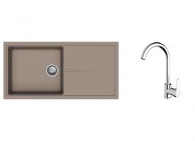 K-StrongSinks S3 Set drez Labe 1000x500mm granit béžová + Batéria Seina chróm