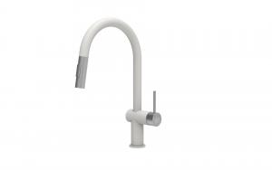 StrongSinks S3 Batéria Neris s vyťahovacou spŕškou tvar U biela,koncovka