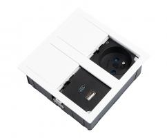 VersaHit Dual elektrická zásuvka 1x 230V, Francúzska, USB A/C 5V biela RAL9003