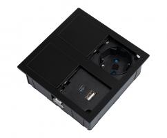 VersaHit Dual elektrická zásuvka 1x 230V, Schuko, USB A/C 5V čierna matná
