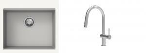 K-StrongSinks S3 Set drez Ipel 560x510mm granit biely + Batéria Neris nerez