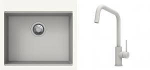 K-StrongSinks S3 Set drez Ipel 560x510mm granit biely + Batéria Arda biela