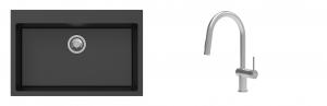 K-StrongSinks S3 Set drez Ipel 780x510mm granit čierny + Batéria Neris nerez