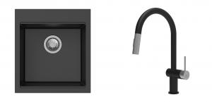 K-StrongSinks S3 Set drez Ipel 460x510mm granit čierny + Batéria Neris čierna