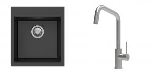 K-StrongSinks S3 Set drez Ipel 460x510mm granit čierny + Batéria Arda nerez