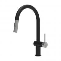 StrongSinks S3 Batéria Neris s vysúv. spŕškou tvar U čierna matná,nehrdz.oceľ