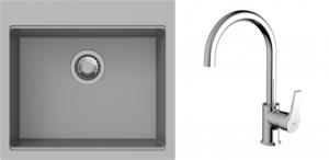 K-StrongSinks S3 Set drez Ipel 560x510mm granit šedý + Batéria Rhona chróm