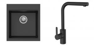 K-StrongSinks S3 Set drez Ipel 460x510mm granit čierny + Batéria Ipoly čierna