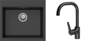 K-StrongSinks S3 Set drez Ipel 560x510mm granit čierny + Batéria Garonne čierna