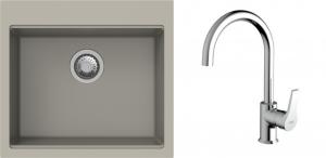 K-StrongSinks S3 Set drez Ipel 560x510mm granit béžový + Batéria Rhona chróm