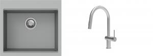 K-StrongSinks S3 Set drez Ipel 560x510mm granit šedý + Batéria Neris nerez