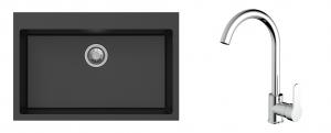 K-StrongSinks S3 Set drez Ipel 780x510mm granit čierny + Batéria Seina chróm